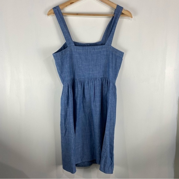 J. Crew Chambray‎ Sleeveless Full Button Up Down Summer Mini Apron Dress Size 2 - Picture 4 of 4